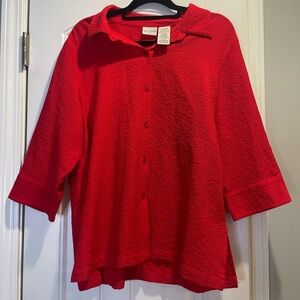 White Stag Red Button Down Blouse Plus Size 16